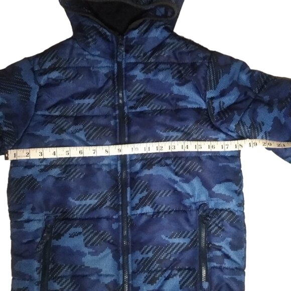 Roebuck & Co, Hooded Puffer Jacket, SIZE: M/M 10/12, blue + black - Picture 9 of 11